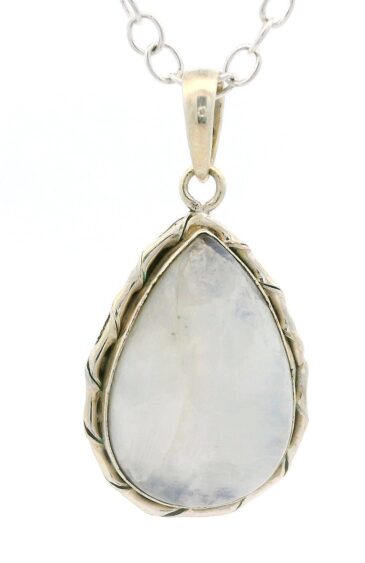 Gehna Jaipur Moonstone Pear Shape Gemstone Studded 925 Sterling Silver Pendant For Girls & Women SP03-1145