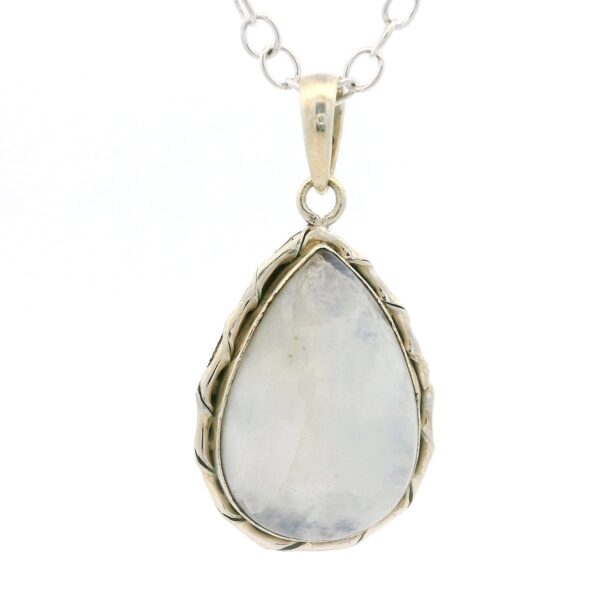 Gehna Jaipur Moonstone Pear Shape Gemstone Studded 925 Sterling Silver Pendant For Girls & Women SP03-1145
