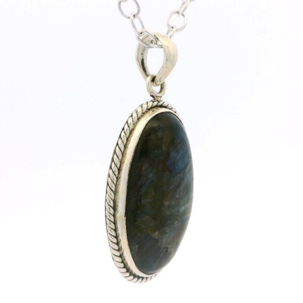 Gehna Jaipur Labradorite Oval Shape Gemstone Studded 925 Sterling Silver Pendant For Girls & Women SP03-1146 - Image 4