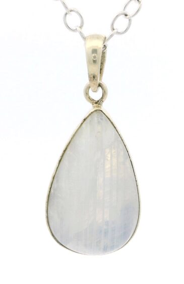 Gehna Jaipur Moonstone Pear Shape Gemstone Studded 925 Sterling Silver Pendant For Girls & Women SP03-1147
