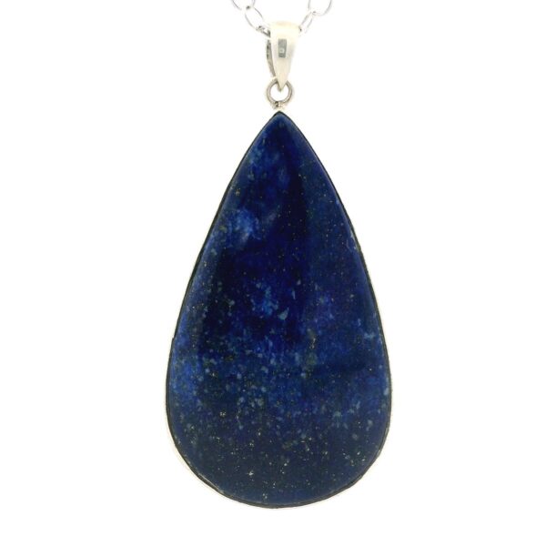 Gehna Jaipur Lapis Lazuli Pear Shape Gemstone Studded 925 Sterling Silver Pendant For Girls & Women SP03-1148