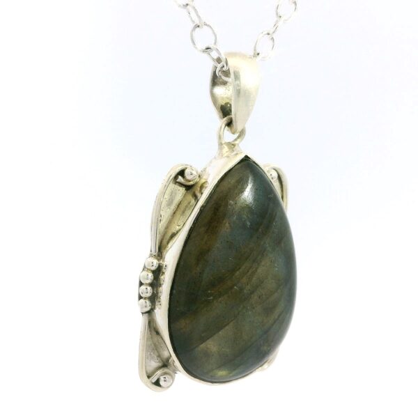 Gehna Jaipur Labradorite Pear Shape Gemstone Studded 925 Sterling Silver Pendant For Girls & Women SP03-1149 - Image 5