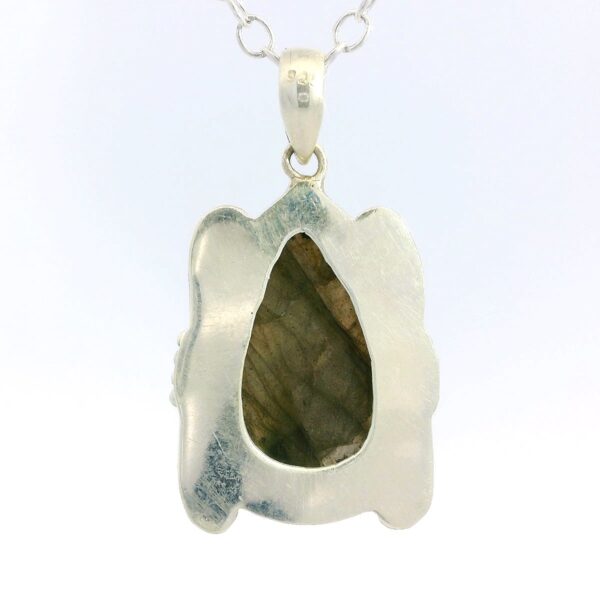 Gehna Jaipur Labradorite Pear Shape Gemstone Studded 925 Sterling Silver Pendant For Girls & Women SP03-1149 - Image 3