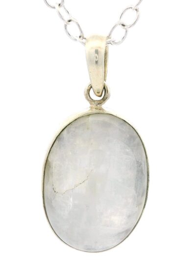 Gehna Jaipur Moonstone Oval Shape Gemstone Studded 925 Sterling Silver Pendant For Girls & Women SP03-1150