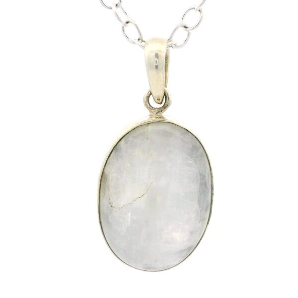Gehna Jaipur Moonstone Oval Shape Gemstone Studded 925 Sterling Silver Pendant For Girls & Women SP03-1150
