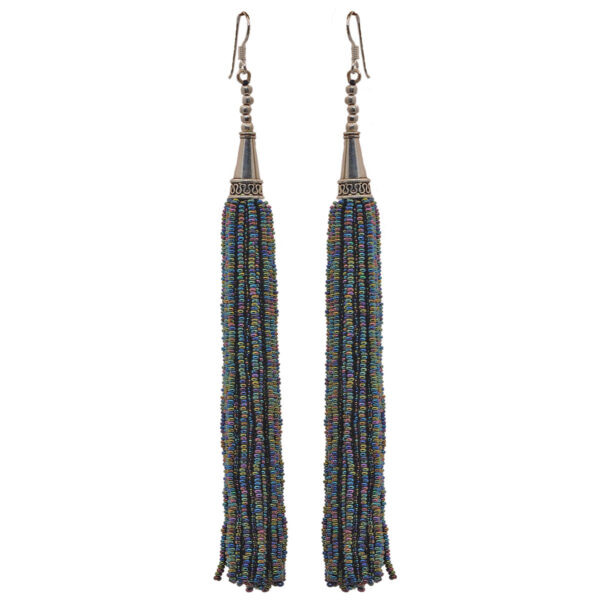 Gehna Jaipur Peacock Neck Color Zircon Beads Dangle Drop Style Earrings For Girls & Women CE-1157 - Image 6