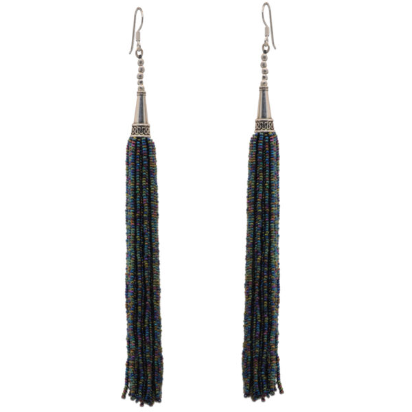 Gehna Jaipur Peacock Neck Color Zircon Beads Dangle Drop Style Earrings For Girls & Women CE-1157 - Image 3