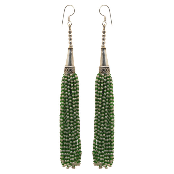 Gehna Jaipur Pearl & Peridot Color Zircon Beads Dangle Drop Style Earrings For Girls & Women CE-1158 - Image 2