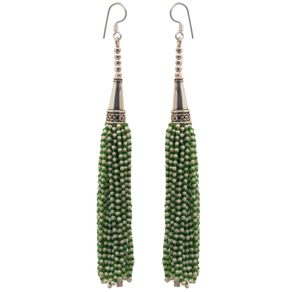 Gehna Jaipur Pearl & Peridot Color Zircon Beads Dangle Drop Style Earrings For Girls & Women CE-1158 - Image 5