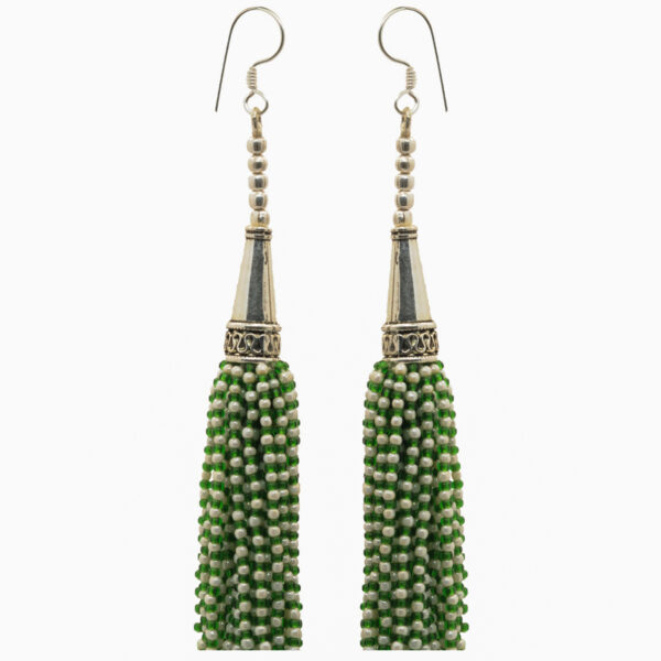 Gehna Jaipur Pearl & Peridot Color Zircon Beads Dangle Drop Style Earrings For Girls & Women CE-1158 - Image 4