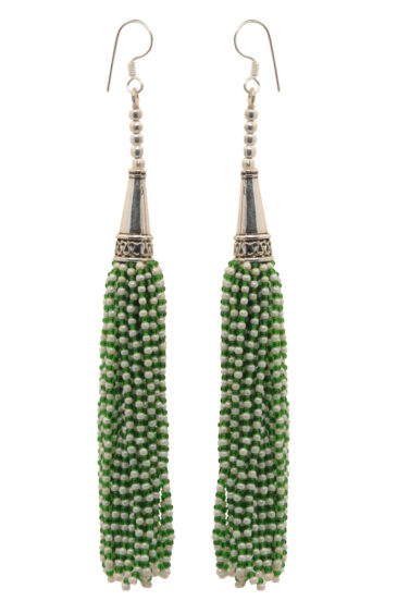 Gehna Jaipur Pearl & Peridot Color Zircon Beads Dangle Drop Style Earrings For Girls & Women CE-1158