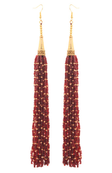Gehna Jaipur Red Garnet Color Zircon Beads Dangle Drop Style Earrings For Girls & Women CE-1159