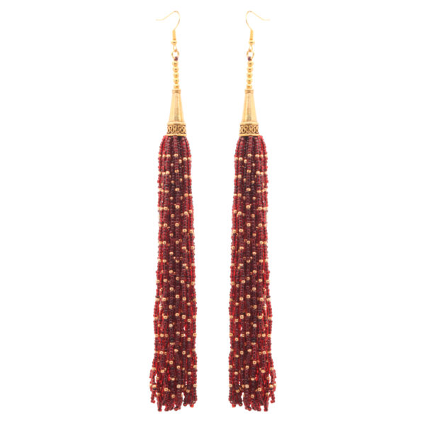 Gehna Jaipur Red Garnet Color Zircon Beads Dangle Drop Style Earrings For Girls & Women CE-1159