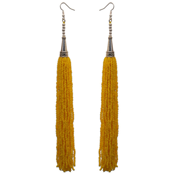 Gehna Jaipur Yellow Color Zircon Beads Dangle Drop Style Earrings For Girls & Women CE-1160 - Image 2