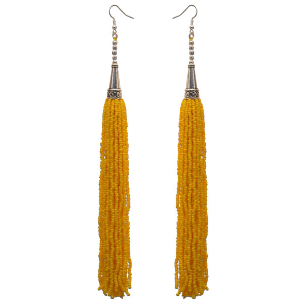 Gehna Jaipur Yellow Color Zircon Beads Dangle Drop Style Earrings For Girls & Women CE-1160 - Image 7