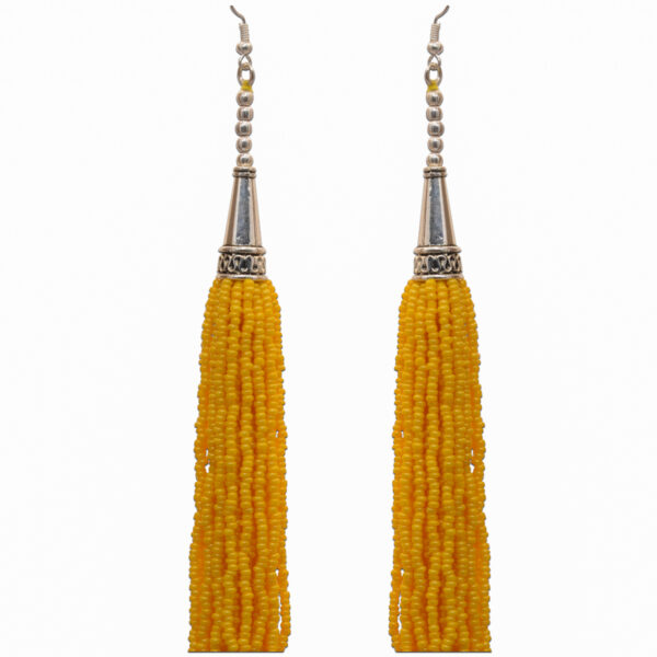 Gehna Jaipur Yellow Color Zircon Beads Dangle Drop Style Earrings For Girls & Women CE-1160 - Image 6
