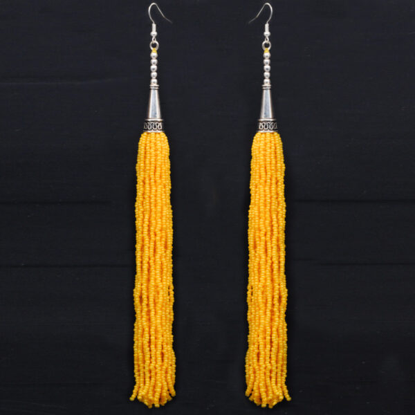 Gehna Jaipur Yellow Color Zircon Beads Dangle Drop Style Earrings For Girls & Women CE-1160 - Image 4