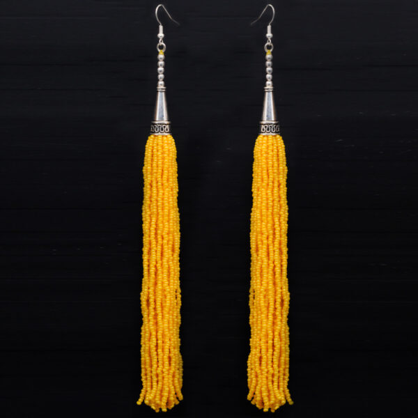 Gehna Jaipur Yellow Color Zircon Beads Dangle Drop Style Earrings For Girls & Women CE-1160 - Image 3