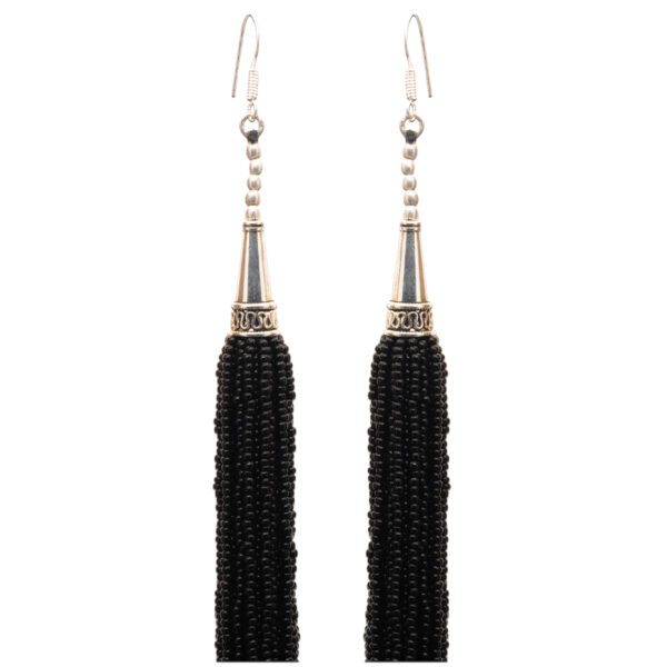 Gehna Jaipur Black Onyx Zircon Beads Dangle Drop Style Earrings For Girls & Women CE-1162 - Image 4