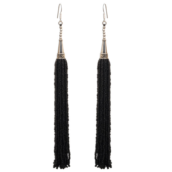 Gehna Jaipur Black Onyx Zircon Beads Dangle Drop Style Earrings For Girls & Women CE-1162 - Image 3