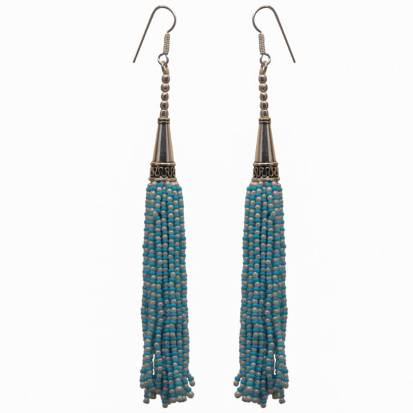 Gehna Jaipur Pearl & Turquoise Color Zircon Beads Dangle Style Earrings For Girls & Women CE-1163