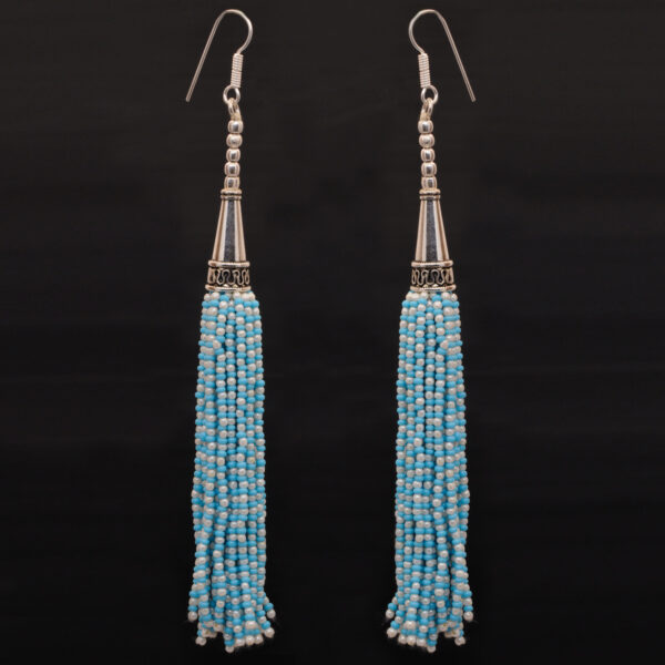 Gehna Jaipur Pearl & Turquoise Color Zircon Beads Dangle Style Earrings For Girls & Women CE-1163 - Image 6