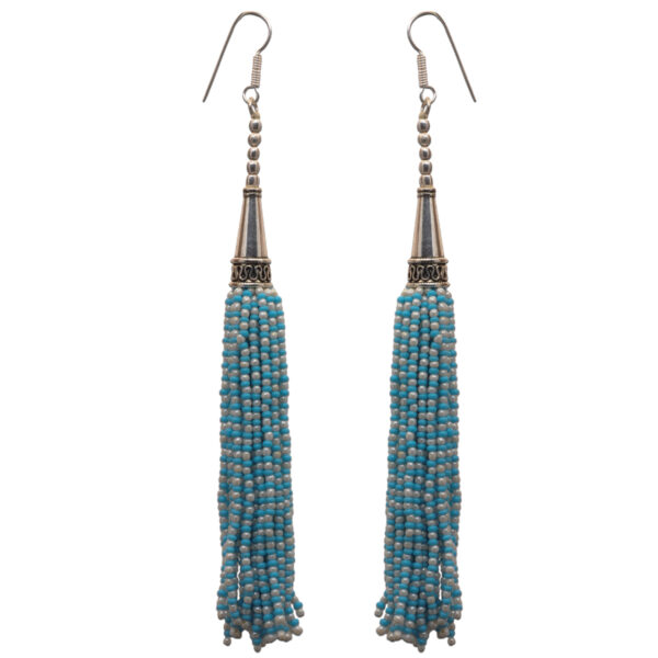 Gehna Jaipur Pearl & Turquoise Color Zircon Beads Dangle Style Earrings For Girls & Women CE-1163 - Image 5