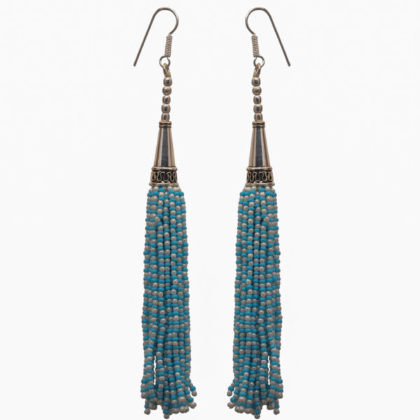 Gehna Jaipur Pearl & Turquoise Color Zircon Beads Dangle Style Earrings For Girls & Women CE-1163 - Image 4