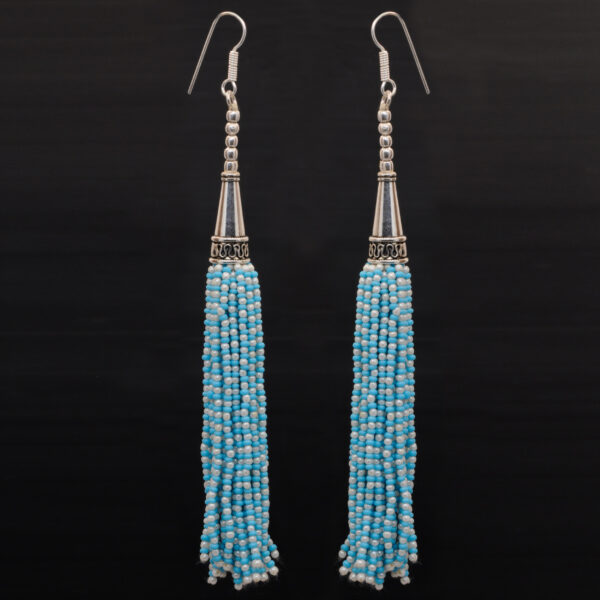 Gehna Jaipur Pearl & Turquoise Color Zircon Beads Dangle Style Earrings For Girls & Women CE-1163 - Image 3