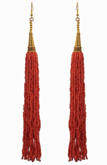 Gehna Jaipur Red Jasper Color Zircon Beads Dangle Drop Style Earrings For Girls & Women CE-1164