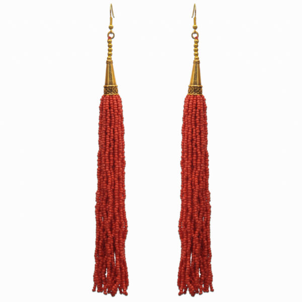 Gehna Jaipur Red Jasper Color Zircon Beads Dangle Drop Style Earrings For Girls & Women CE-1164