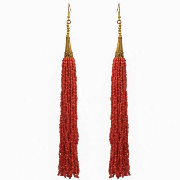 Gehna Jaipur Red Jasper Color Zircon Beads Dangle Drop Style Earrings For Girls & Women CE-1164 - Image 5