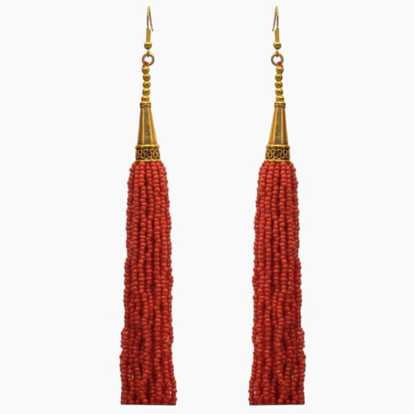 Gehna Jaipur Red Jasper Color Zircon Beads Dangle Drop Style Earrings For Girls & Women CE-1164 - Image 4