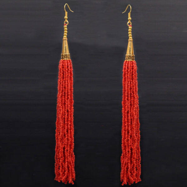 Gehna Jaipur Red Jasper Color Zircon Beads Dangle Drop Style Earrings For Girls & Women CE-1164 - Image 3