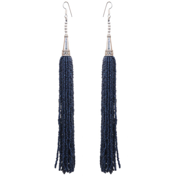 Gehna Jaipur Blue Sapphire Color Zircon Beads Dangle Drop Style Earrings For Girls & Women CE-1165