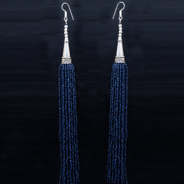 Gehna Jaipur Blue Sapphire Color Zircon Beads Dangle Drop Style Earrings For Girls & Women CE-1165 - Image 6