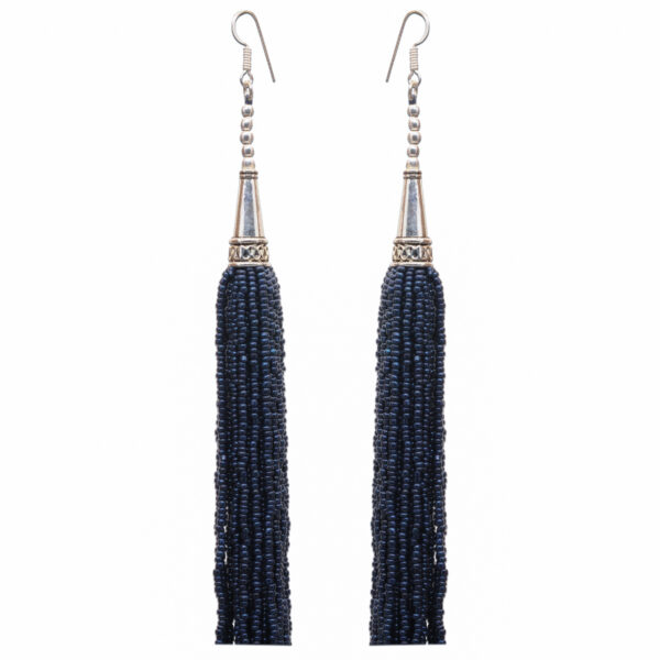 Gehna Jaipur Blue Sapphire Color Zircon Beads Dangle Drop Style Earrings For Girls & Women CE-1165 - Image 5