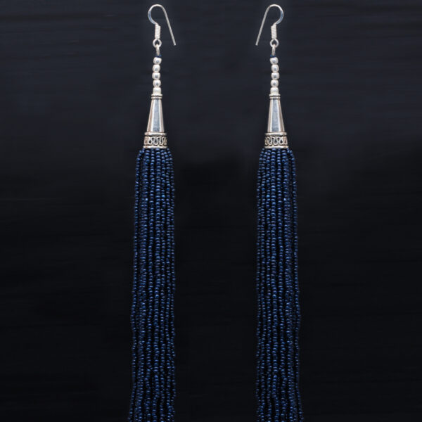 Gehna Jaipur Blue Sapphire Color Zircon Beads Dangle Drop Style Earrings For Girls & Women CE-1165 - Image 3