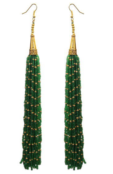 Gehna Jaipur Emerald Green Color Zircon Beads Dangle Drop Style Earrings For Girls & Women CE-1167