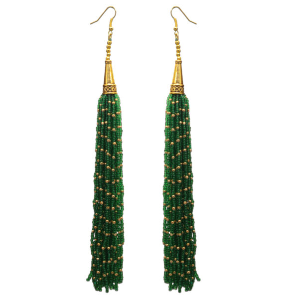 Gehna Jaipur Emerald Green Color Zircon Beads Dangle Drop Style Earrings For Girls & Women CE-1167