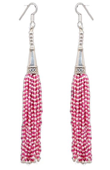 Gehna Jaipur Pearl & Pink Tourmaline Zircon Beads Dangle Style Earrings For Girls & Women CE-1168