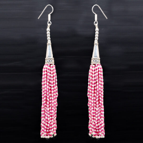 Gehna Jaipur Pearl & Pink Tourmaline Zircon Beads Dangle Style Earrings For Girls & Women CE-1168 - Image 6
