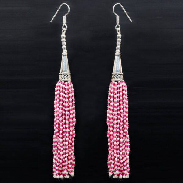 Gehna Jaipur Pearl & Pink Tourmaline Zircon Beads Dangle Style Earrings For Girls & Women CE-1168 - Image 5