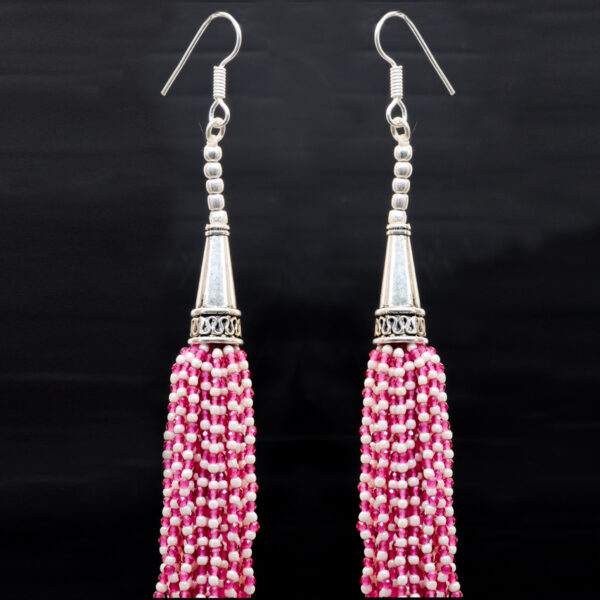 Gehna Jaipur Pearl & Pink Tourmaline Zircon Beads Dangle Style Earrings For Girls & Women CE-1168 - Image 4