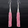 Gehna Jaipur Pearl & Pink Tourmaline Zircon Beads Dangle Style Earrings For Girls & Women CE-1168 - Image 3