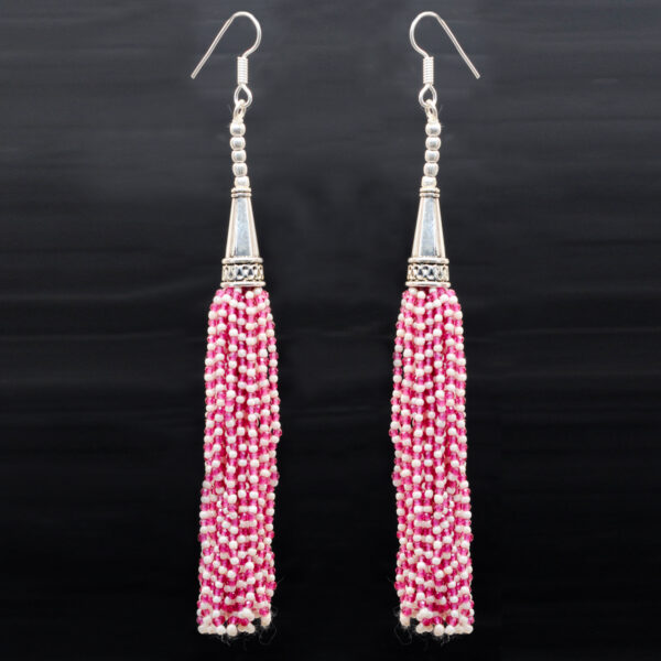Gehna Jaipur Pearl & Pink Tourmaline Zircon Beads Dangle Style Earrings For Girls & Women CE-1168 - Image 3