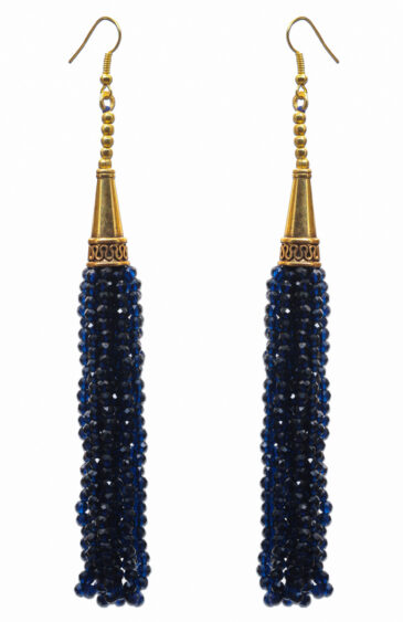 Gehna Jaipur Blue Sapphire Color Zircon Beads Dangle Style Earrings For Girls & Women CE-1169
