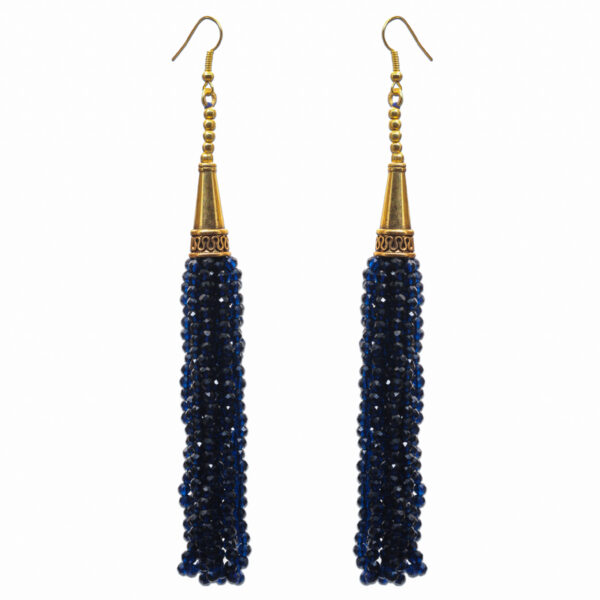 Gehna Jaipur Blue Sapphire Color Zircon Beads Dangle Style Earrings For Girls & Women CE-1169