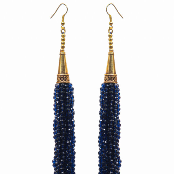 Gehna Jaipur Blue Sapphire Color Zircon Beads Dangle Style Earrings For Girls & Women CE-1169 - Image 5