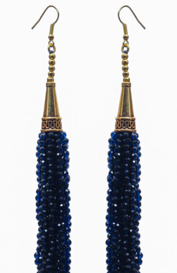 Gehna Jaipur Blue Sapphire Color Zircon Beads Dangle Style Earrings For Girls & Women CE-1169